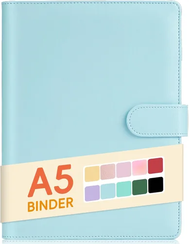 Miniatura 16 de Sooez Carpeta A6 de 6 Anillas, Cubierta de Planificador de Cuaderno Rellenable, Organizador Pequeño de Cuero Carpeta Vacía para Presupuesto, Diario