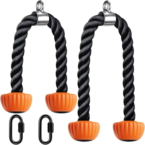 Miniatura 8 de Kipika Cuerda de tríceps, accesorios para máquina de cable, sistema de polea, cuerda de nailon resistente con extremos de goma suave
