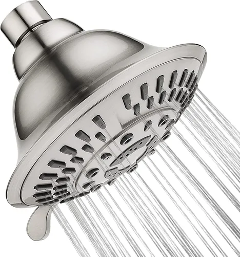 Miniatura 18 de BRIGHT SHOWERS - Cabezal de ducha de lluvia de alta presión, cabezal de ducha fijo con 5 ajustes de rociado, ángulo ajustable y boquillas Bronce