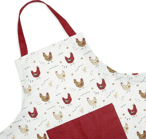 Miniatura 2 de Delantal de algodón con pechera de pollo de granja, correa ajustable con bolsillo