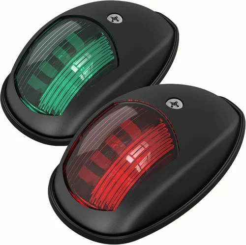 Obcursco Luces de Navegación para Barco, LED Rojo y Verde de Montaje Vertical para Proa y Popa, Luces Marinas Impermeables IP67 para Pontones, Negro