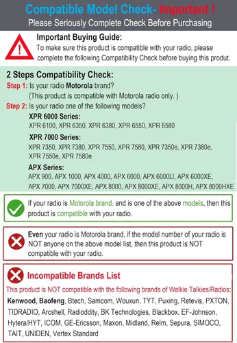 Miniatura 3 de commountain Micrófono de altavoz compatible con radios Motorola APX-6000 XPR-7550e APX-8000 (7000 4000) XPR-7350e (7580e 7380e 7550 7350) APX6000