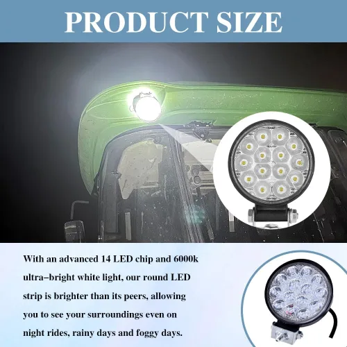 Miniatura 3 de Barra de luz LED redonda, 4.5 pulgadas, 140 W, 14000 lúmenes, luz de inundación todoterreno, foco todoterreno antiniebla para conducción, barra