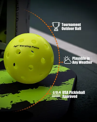 Miniatura 2 de Warping Point Outdoor Pickleball Balls USAPA Approved 4 Pack, 12 Pack 40 Holes Competition Pickle Balls for Tournament Play Crack Resistant