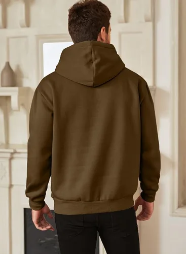 Miniatura 2 de JMIERR Sudaderas casuales de algodón con capucha y cuello de botón con cordón para hombre, sudaderas casuales de manga larga