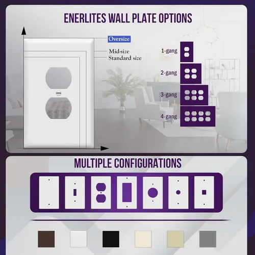 Miniatura 5 de ENERLITES Jumbo - Placa de pared dúplex para receptáculos, cubiertas de enchufes eléctricos, acabado brillante, tamaño grande de 1 banda, 5.5 x 3.5