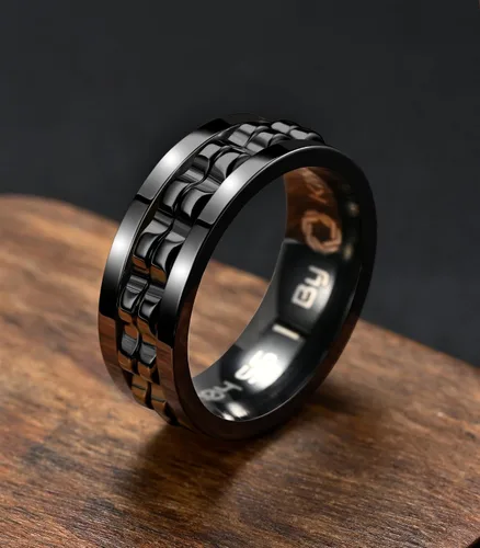 Miniatura 2 de King Ring Anillos giratorios de engranajes de 0.315 pulgadas – Anillos para ansiedad ultra pulidos para hombres y mujeres – Diseñado en Estados