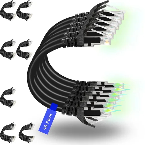 Miniatura 12 de Rapink Patch Cables Cat6 - Cable de conexión Ethernet Cat6 de 0.5 pies (paquete de 24), 10G, cable de conexión Cat 6 para panel de conexiones a