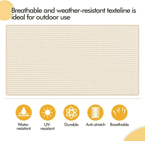 Miniatura 8 de Yaheetech Planeador de 2 asientos para exteriores con mesa central, sofá biplaza mecedora para patio con marco de metal resistente de malla Beige