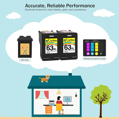 Miniatura 6 de Cartlee Cartuchos de tinta remanufacturados de repuesto para HP 63XL 63 XL para Envy 4512 4520 DeskJet 3632 2130 1110 1111 1112 2132 3630 3634 3637