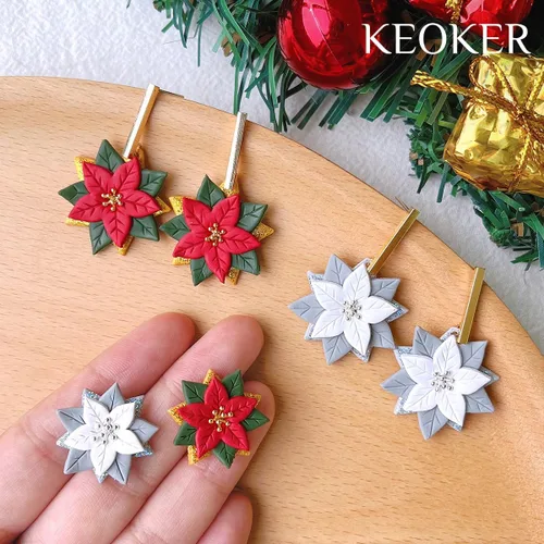 Miniatura 5 de KEOKER Cortadores de arcilla navideña, cortadores de arcilla polimérica de invierno para hacer aretes, cortadores de aretes de arcilla navideña