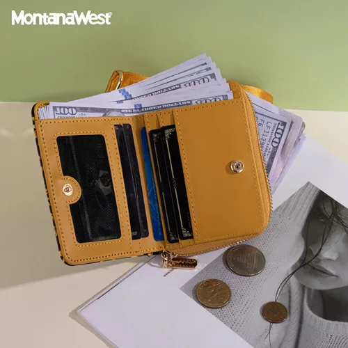 Miniatura 2 de Cartera de pulsera pequeña Montana West para mujer con forro de bloqueo RFID, ligera y fácil de llevar, Un negro, Pequeña