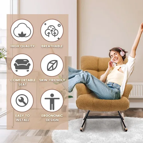 Miniatura 6 de Mecedora de peluche para bebé, tapizado para bebé, para adultos, para interiores, cómodas sillas de lactancia compactas de sherpa para espacios