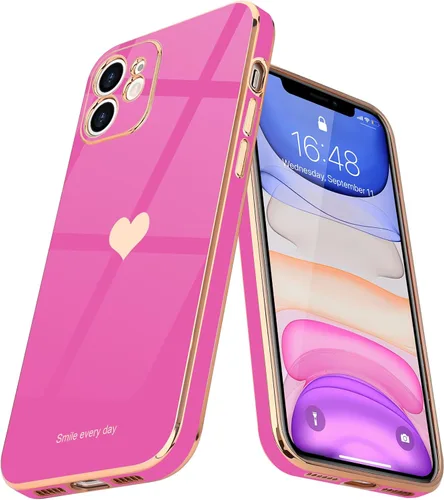 Miniatura 10 de Teageo Funda compatible con iPhone 11 para mujeres y niñas, lindo diseño de corazón de amor, lujoso brillante plateado, cubierta trasera suave, Azul