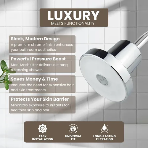 Miniatura 3 de Cabezal de ducha filtrado: filtro de ducha de alta presión para agua dura, mejora la salud del cabello y la piel, minimiza la pérdida de cabello