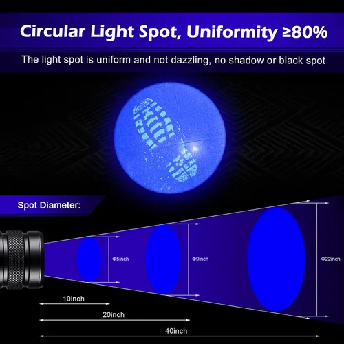 Miniatura 2 de Linterna de luz UV uniforme P30D, UVLED de 365 nm de alta potencia, adecuada para mineral, jade, manchas de orina de mascotas, manchas, detección