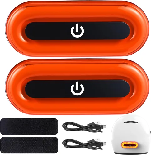 Miniatura 7 de Tujoe Juego de 2 luces LED rojas para casco trasero de motocicleta, luces traseras recargables para casco de advertencia de seguridad con cable USB