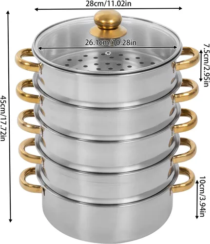 Miniatura 5 de Ollas de vapor de acero inoxidable, antiadherentes para carne y verduras, olla de vapor de cocina, olla de vapor para albóndigas, utensilios de 5