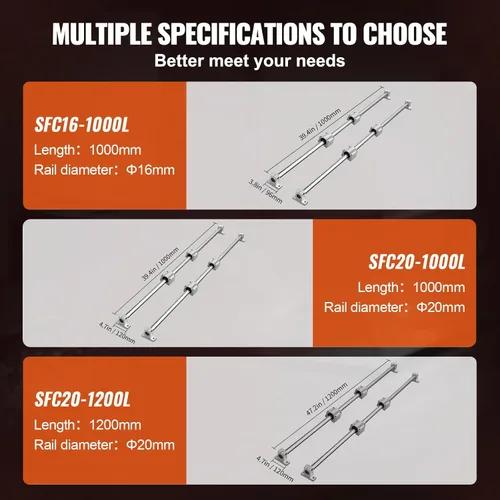 Miniatura 6 de VEVOR Riel Lineal Deslizante SFC16-1000mm 2 PIEZAS 39.4 in/1000mm Rieles de Guía SFC16 4 PIEZAS Bloques de Deslizamiento SC16 4 PIEZAS Soportes