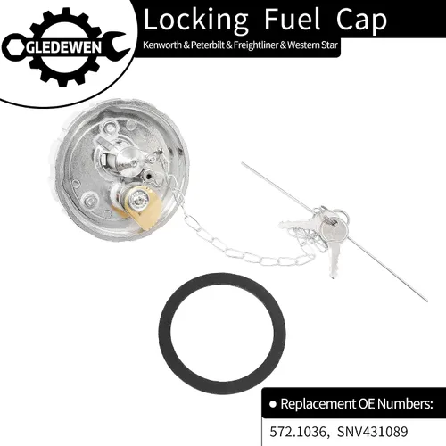 Miniatura 3 de Tapa de combustible de bloqueo (1 unidad), Compatible con Kenworth Peterbilt Freightliner Western Star, rosca de 3 1/2 pulgadas, ventilada de 5.5