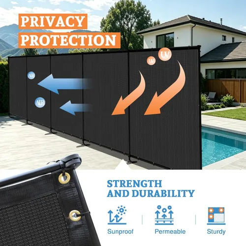 Miniatura 4 de Valla de Privacidad para Exteriores de 5' x 12' con Postes de Hierro, Estacas de Suelo, Valla de Privacidad de Metal para Jardín, Patio Trasero