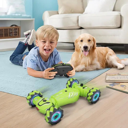 Miniatura 6 de Dysaim Gesture RC Car, juguetes regalos de cumpleaños para niños de 6 a 12 años de edad, auto de control remoto 4WD, rotación de 360°, Verde