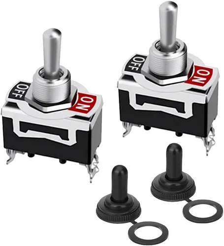 2 piezas de interruptor basculante 12V SPST de encendido/apagado impermeable para uso marino, interruptor de un polo de 15A 250V CA de metal sólido