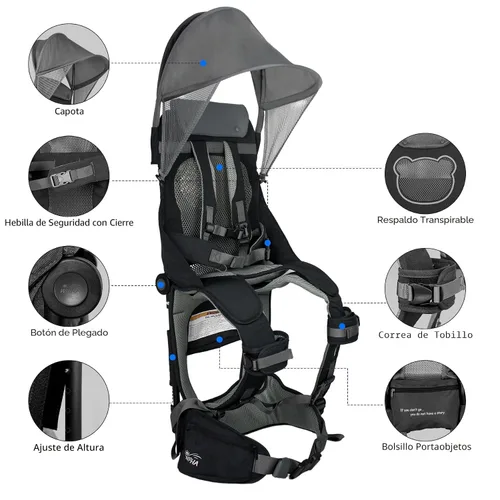 Miniatura 3 de WIPHA Mochila de Senderismo para Bebé, Mochila de Hombro Ligera para Niños Pequeños con Protección Solar, Mochila de Silla para Niños de 6 Meses a 2