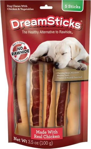 Miniatura 16 de DreamBone DreamSticks - Palitos masticables para perros sin cuero crudo hechos con carne de res y verduras reales, 15 palitos