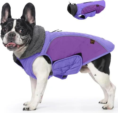 Miniatura 20 de EMUST Chamarras para perros, talla pequeña/mediana/grande, abrigo de invierno para perros grandes, azul oscuro, XL