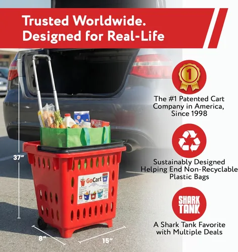 Miniatura 3 de DBEST PRODUCTS - Carrito para compras/ropa sucia Rojo