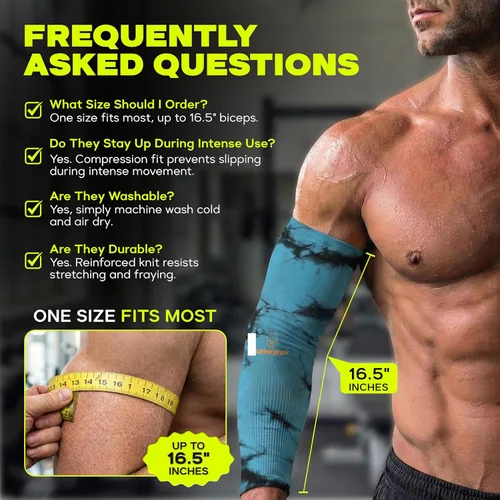 Miniatura 8 de ARMORAY Mangas de brazo para hombres y mujeres, protección solar UV, cubierta de tatuajes, manga deportiva para golf, correr, fútbol Corbata y tinte