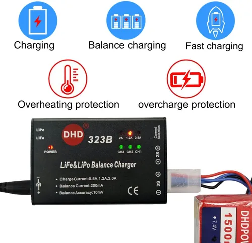 Miniatura 2 de 20W 2A 323B RC Cargador de equilibrio de batería para 2S 3S 7.4v 11.1v LiPo 6.6V 9.9V Life RC Battery Pack y RC Car Drone Truck Helicóptero Airsoft