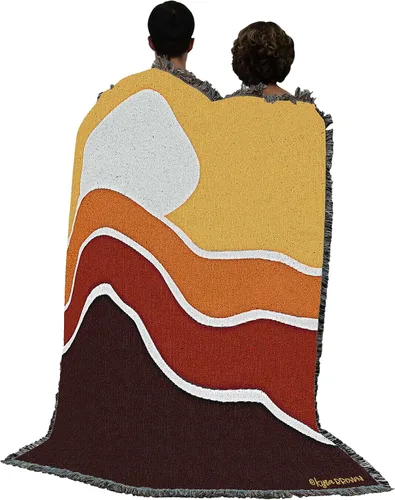 Miniatura 3 de Pure Country Weavers Kyra Brown - Manta de atardecer de los 70 – Abstact Art – Manta para regalo tejida de algodón – Fabricado en los Estados Unidos