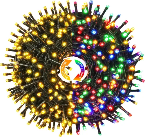 Miniatura 29 de JMEXSUSS 250 luces LED rojas, blancas y azules para decoraciones del 4 de julio, luces patrióticas conectables de 91.5 pies para exteriores