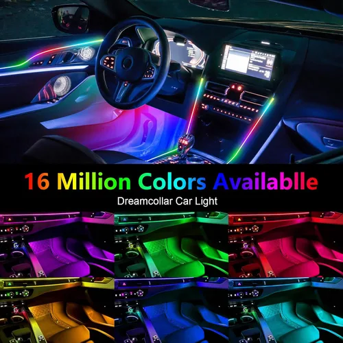 Miniatura 3 de Dreamcolor - Tira de luces LED 6 en 1 para automóvil con control de aplicación y 213 modos de color, kits de iluminación ambiental de neón