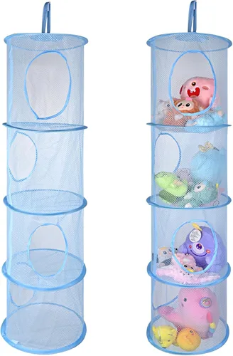 Miniatura 7 de ChezMax Almacenamiento de malla colgante para animales de peluche, paquete de 2 unidades, organizador grande de red de animales de peluche, bolsas