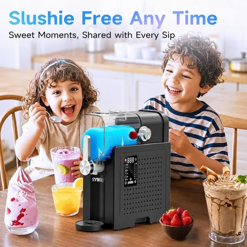 Miniatura 2 de SYINTAO Máquina de helados 2 en 1 para hacer helados de servicio suave y granizado, máquina de bebidas congeladas sin necesidad de hielo