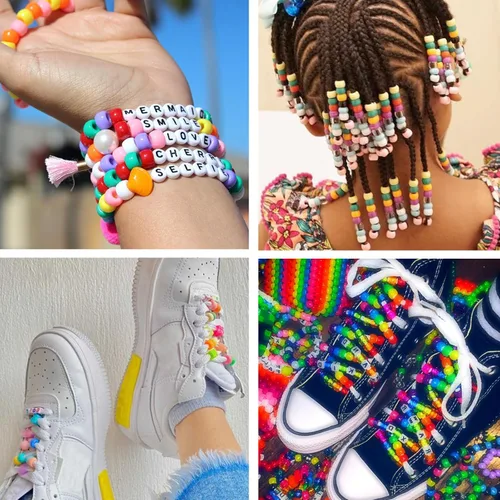 Miniatura 4 de QUEFE 2350 piezas, 64 colores, kit de cuentas de pony para hacer pulseras, kit de pulseras de amistad con cuentas de arcoíris Kandi, cuentas