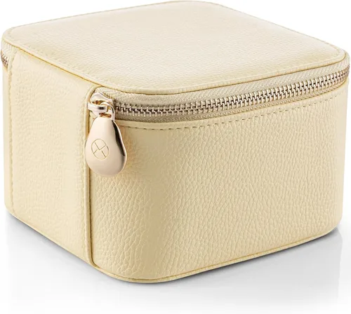 Miniatura 2 de Vlando Joyero de viaje para mujer, joyero de piel sintética con 6 bolsillos de terciopelo con cremallera, cajas de almacenamiento para aretes