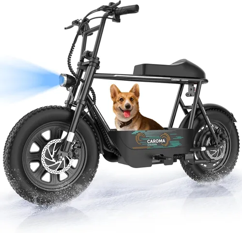 Caroma Peak - Patinete eléctrico de 1200 W con asiento, motocicleta eléctrica de 16 pulgadas con neumáticos gruesos, rangos máximos de 30 millas,