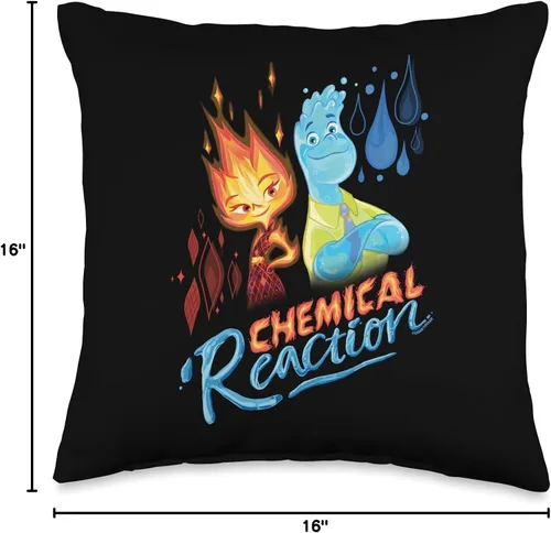 Miniatura 4 de PIXAR Disney Elemental Chemical Reaction Ember & Wade - Almohada de 16 x 16 pulgadas, multicolor