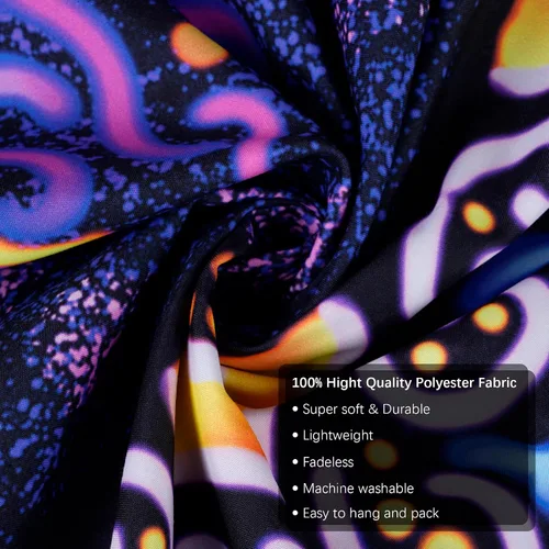 Miniatura 2 de OSVINO Tapiz de mandala trippy de luz negra, 59 x 51 pulgadas, tapiz de fantasía reactiva a los rayos UV, decoración de pared para sala de estar