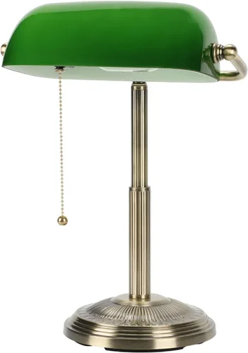 Miniatura 2 de LINNMON Lámpara de Escritorio de Banquero, Lámpara Retro Verde, Lámpara Vintage con Interruptor de Cadena de Tirar para Oficina en el Hogar