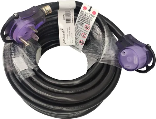 Miniatura 4 de Parkworld Cable de extensión RV 30A NEMA TT-30 con asa, Camper 30amp TT-30P a TT-30R (50 pies)