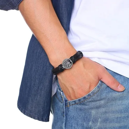 Miniatura 6 de JAVMOO Gothic Bracelet Adjustable Punk Braided Leather Multilayer Grunge Set Bracelets Emo Metal Cuff Wrap Bangles Meaningful Jewelry Gifts for Man