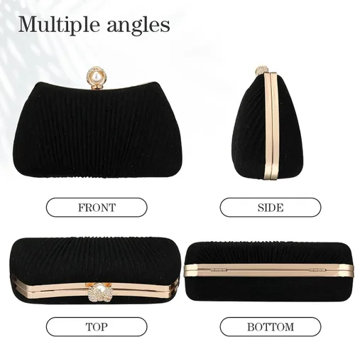 Miniatura 3 de Bolso de mano para mujer bolsa de noche brillante con asa superior bolso cruzado tejido bolsa de hombro para boda fiesta de graduación