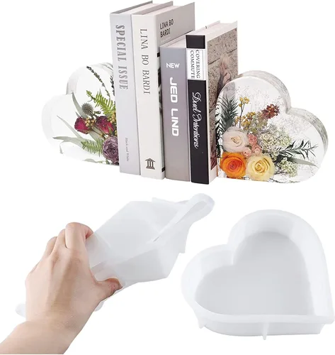 Miniatura 4 de Cayway Moldes de silicona con forma de corazón grande para flores, fundición de resina, boda de bricolaje, decoración del hogar