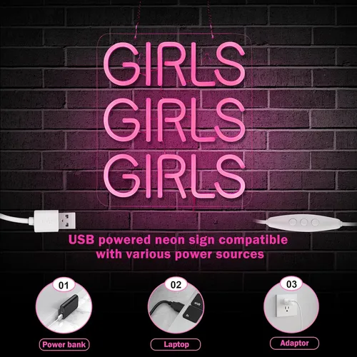 Miniatura 5 de Letreros de neón para niñas, bar de cerveza, hogar, arte, luz de neón LED, luces de neón con regulador para dormitorio, oficina, hotel, pub, café