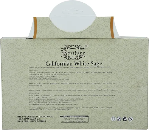Miniatura 8 de Raajsee Varillas de incienso de salvia blanca, paquete de 5 varillas de 100 % insense puro, orgánico natural, enrolladas a mano sin productos Sabio